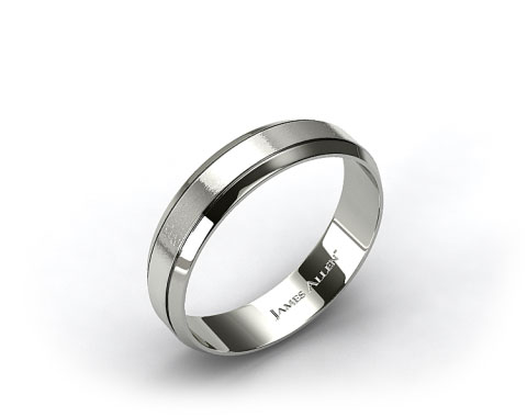 14k White Gold 6mm Etched Comfort Fit Wedding Band