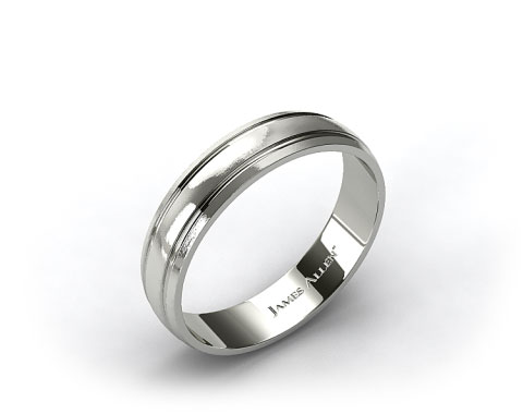 14k White Gold 6mm Grooved Comfort Fit Wedding Band