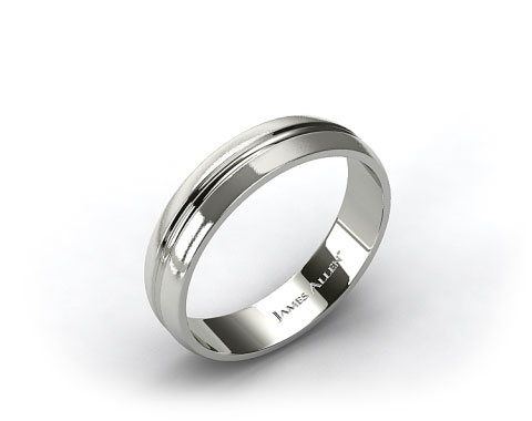 18k White Gold 6mm Carved Comfort Fit Wedding Band
