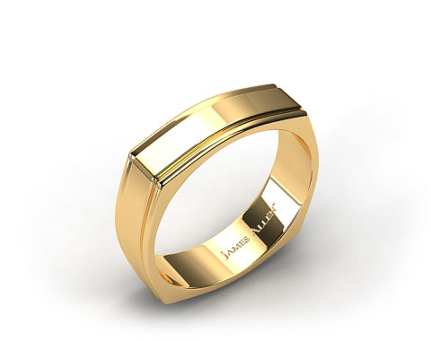 14k Yellow Gold 7mm Squared Groove Comfort Fit Wedding Band