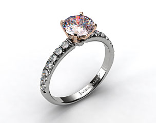 18k White Gold Pave Set Four Prong Diamond Engagement Ring