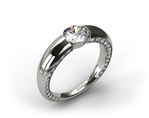 14k White Gold Bar-Set Pave Set Diamond Engagement Ring
