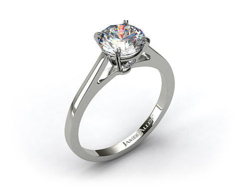 18k White Gold Double Claw Prong Surprise Diamond Engagement Ring