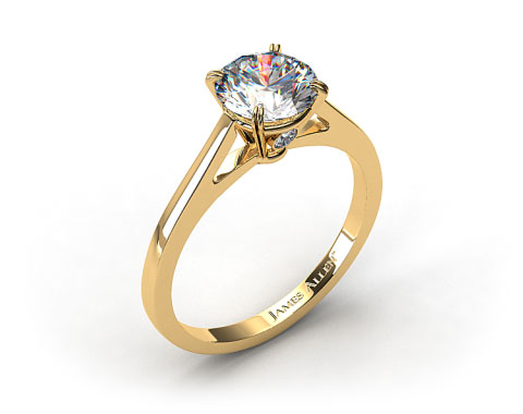 18k Yellow Gold Double Claw Prong Surprise Diamond Engagement Ring