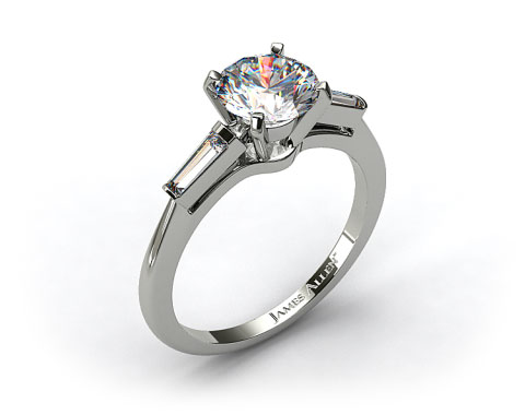  18k White Gold Tapered Baguette Diamond Engagement Ring