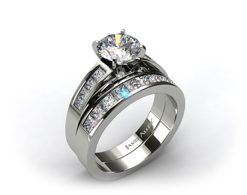 18k White Gold Channel Set Diamond Wedding Set