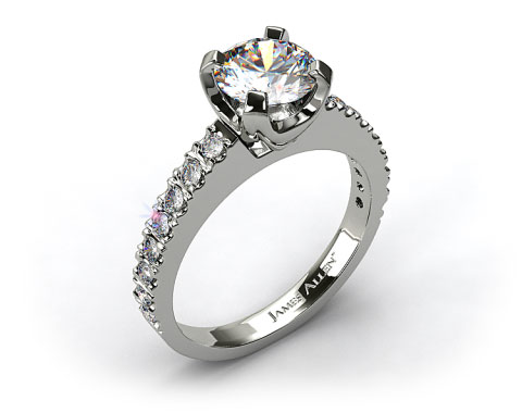  18k White Gold 2.8mm Art-Nouveau Pave Set Diamond Engagement Ring