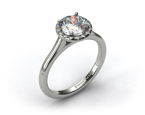 Platinum Pave Halo Engagement Ring (Round Center)
