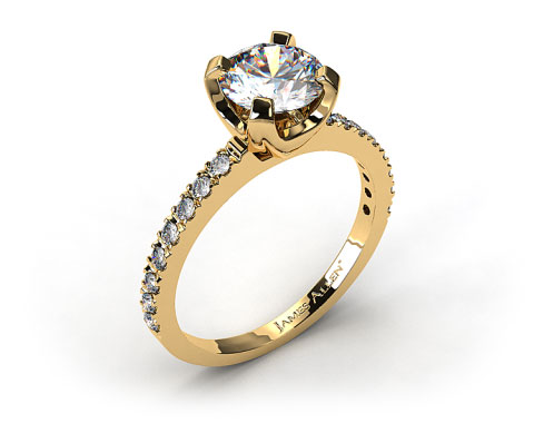  18k Yellow Gold 2.0mm Art-Nouveau Pave Set Diamond Engagement Ring
