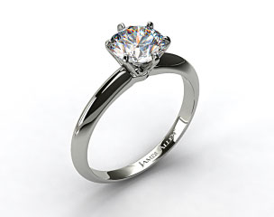18k White Gold Six Prong Knife Edged Solitaire Engagement Ring (Handmade)