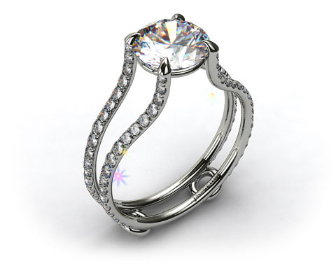 18k White Gold Tapered Split Shank ZE121 by Danhov Designer Engagement Ring