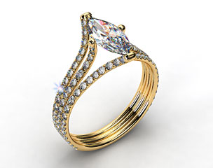 18k Yellow Gold Three Row Pave ZE118 by Danhov Designer Engagement Ring