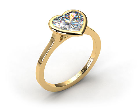 18k Yellow Gold Bezel Solitaire Engagement Ring (Heart Center)