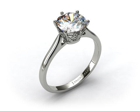 18k White Gold Spring Blossom Six Prong Solitaire Engagement Ring