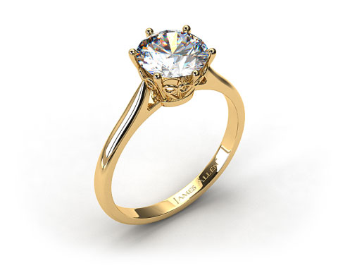18k Yellow Gold Spring Blossom Six Prong Solitaire Engagement Ring