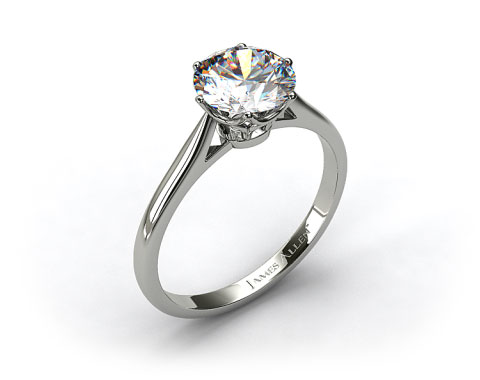 14k White Gold Six Prong Royal Crown Engagement Ring