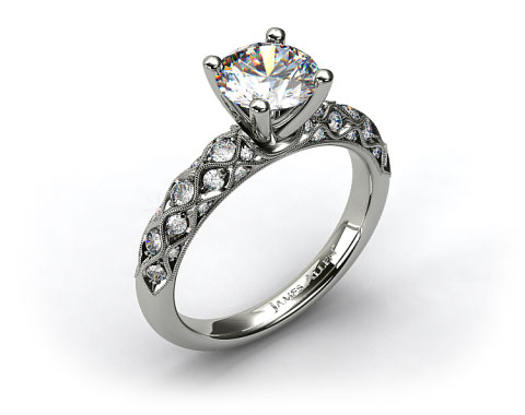 18k White Gold Pave Encrusted Engagement Ring