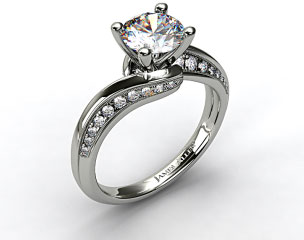 14k White Gold Pave Twist Engagement Ring