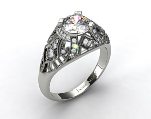 Platinum Fleur de lis Diamond Engagement Ring