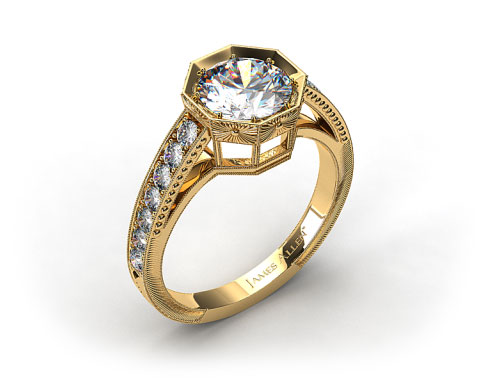 18k Yellow Gold Zinnia Inspired Geometric Engagement Ring
