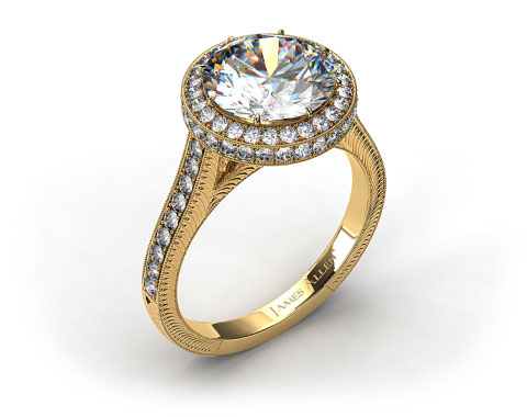 18k Yellow Gold Rippling Wave Diamond Engagement Ring
