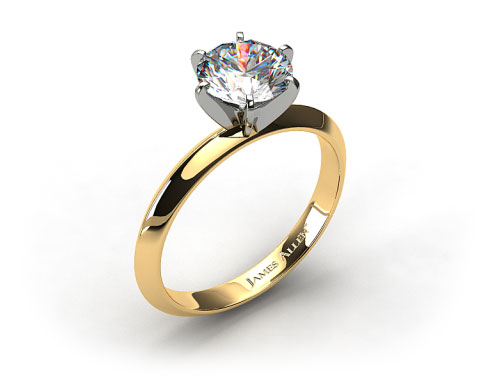18K Yellow Gold 2mm Knife Edge Solitaire Engagement Ring (Six Prong)