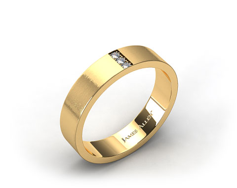 18k Yellow Gold 6mm 3 Bezel Set Diamond Wedding Ring