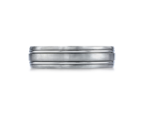 Titanium 6mm Satin and High Polish, Grooved Wedding Ring
