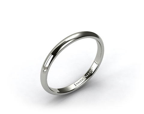18k White Gold 3mm Slightly Domed Comfort Fit Wedding Ring