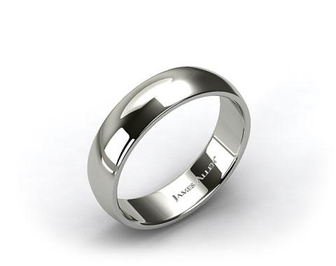 14k White Gold 7mm Slightly Domed Comfort Fit Wedding Ring