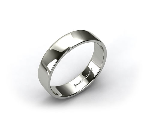 18k White Gold 6.5mm Slightly Flat Comfort Fit Wedding Ring