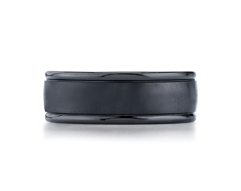 Ceramic 8mm High Polish, Grooved Wedding Ring