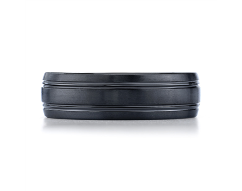 Ceramic 7mm Satin and High Polish, Grooved Wedding Ring