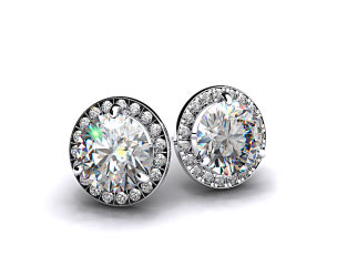 Pair of Ladies 1/2ctw 18k White Gold Round Brilliant Diamond Pave Frame Earrings