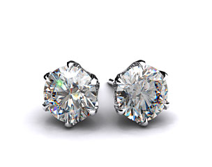 Pair of Ladies 1/2ctw 18k White Gold Round Brilliant 6 Prong Scalloped Basket Earrings