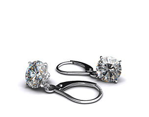 18k White Gold 0.25ctw Diamond Leverback Dangle Earrings  
