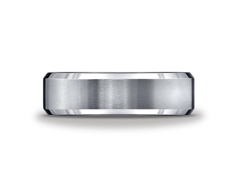 Titanium 7mm Satin and High Polish, Beveled Wedding Ring
