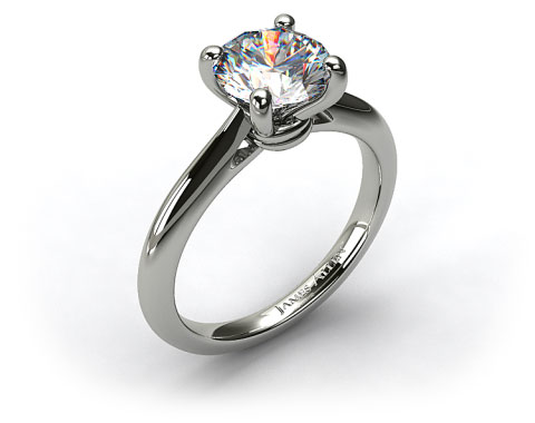 18k White Gold Double Bevel Knife Edge Engagement Ring