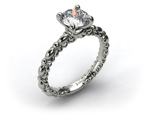 Platinum Crescent Ribbon Engagement Ring