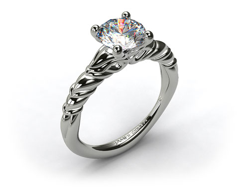 18k White Gold Cascading Trellis Engagement Ring