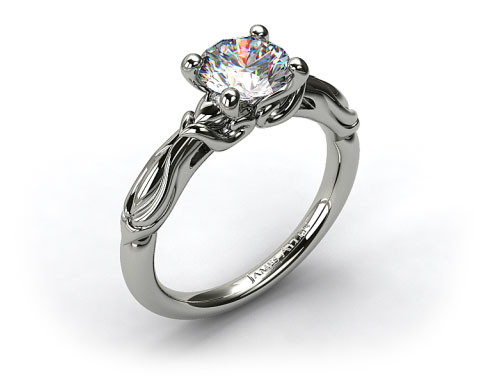 18k White Gold Wrapped Hearts Bombay Engagement Ring