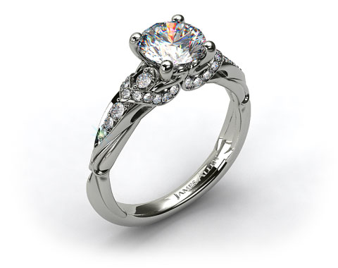 Platinum Graduated Pave Engagement Ring