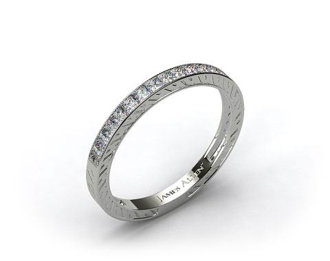 Platinum 0.51ct Channel Set Princess Shaped Diamond Wedding Ring