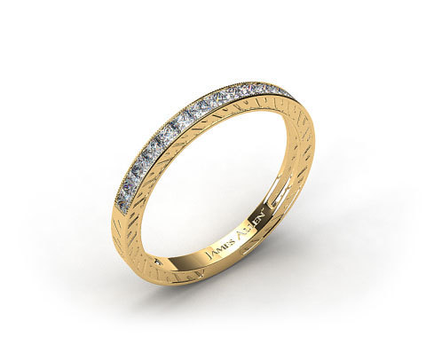 18k Yellow Gold 0.51ct Channel Set Princess Shaped Diamond Wedding Ring