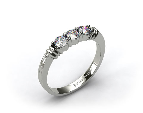 14k White Gold 0.30ct Three Stone Diamond Wedding Ring 
