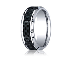 Cobaltchrome 8mm Comfort-Fit Carbon Fiber Inlay Design Ring 11546CO