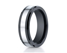 Cobaltchrome 7mm Comfort-Fit Ceramic Beveled Edge Design Ring 11549CC