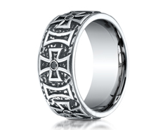 Cobaltchrome  9mm Comfort-Fit 6-Stone Black Diamond Maltese Cross Design Ring (.12ct) 11563CO