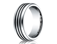 Cobaltchrome  7.5mm Comfort-Fit 3 Black Channel Design Ring 11564CO