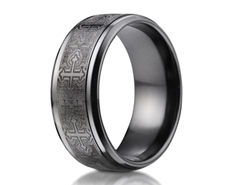 Black Titanium 9mm Comfort-Fit Cathedral Cross Design Ring 11575BT